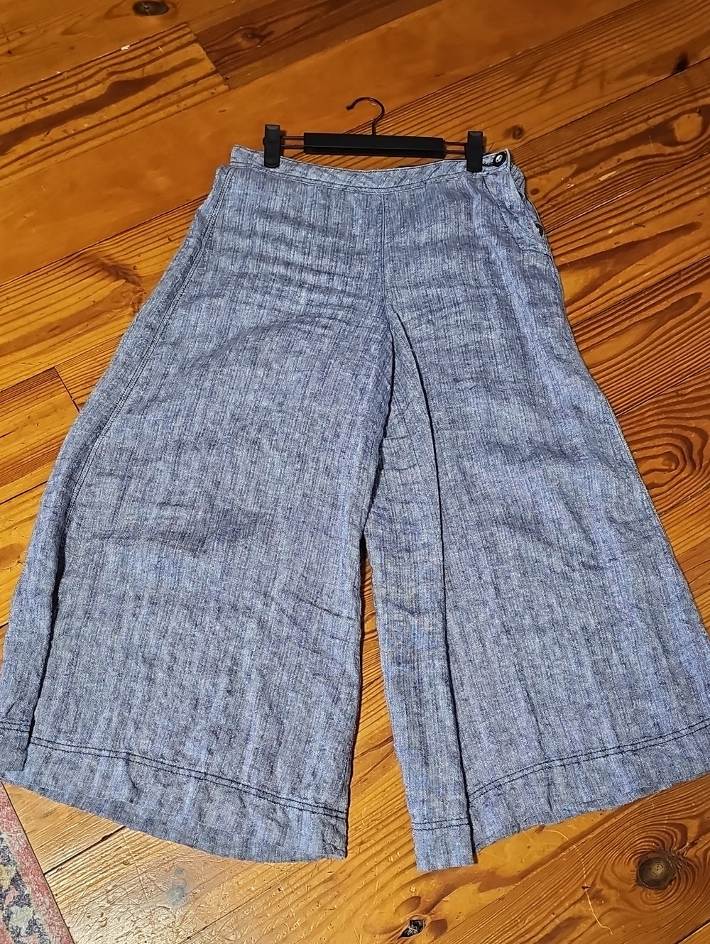 Free People Wide-Leg Skirted Culottes in Heathered Blue